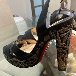 Christian Louboutin Exvota 140 Platform Sandals ankle Strap Metal Miley Cyrus 41